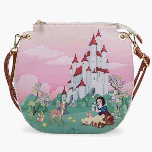 LOUNGEFLY DISNEY SNOW WHITE & 7 DWARFS Snow White Castle CROSSBODY BAG & WALLET! - Picture 3 of 10